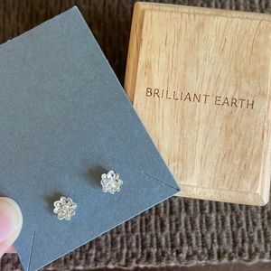 Silver diamond earrings brilliant earth